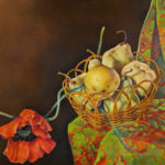 Basket of Pears with Red Poppies by Judith Lamb